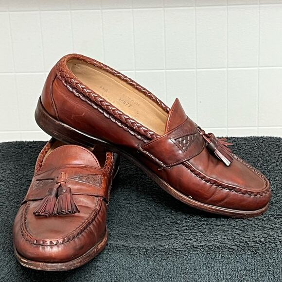Allen Edmonds "Colfax” Chili Leather Tassel Kiltie Loafers SIZE 9.5 B MADE USA - Picture 2 of 9